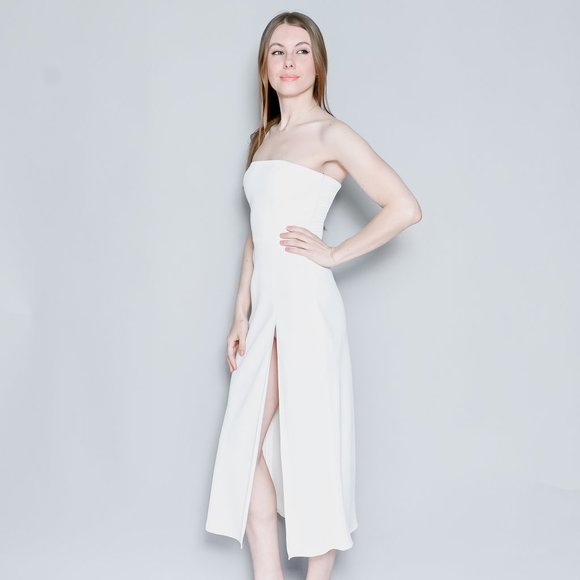AMANDA UPRICHARD Ivory Mandy Strapless Midi Dress - Picture 6 of 7
